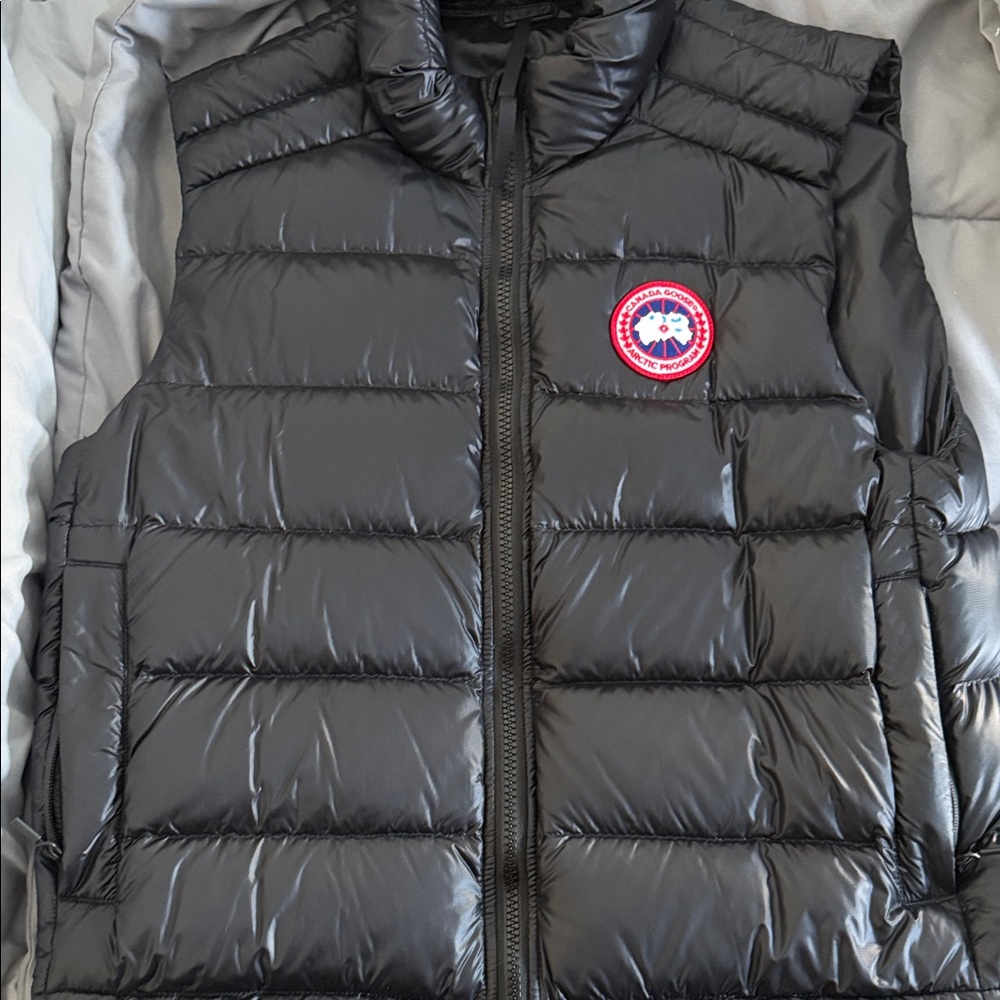 Canada Goose Crofton Black Puffer Vest with Logo